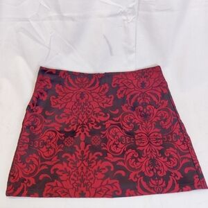 Baroque Goth Brocade Mini Skirt Burgundy Red & Black Lined Size Large Forever 21